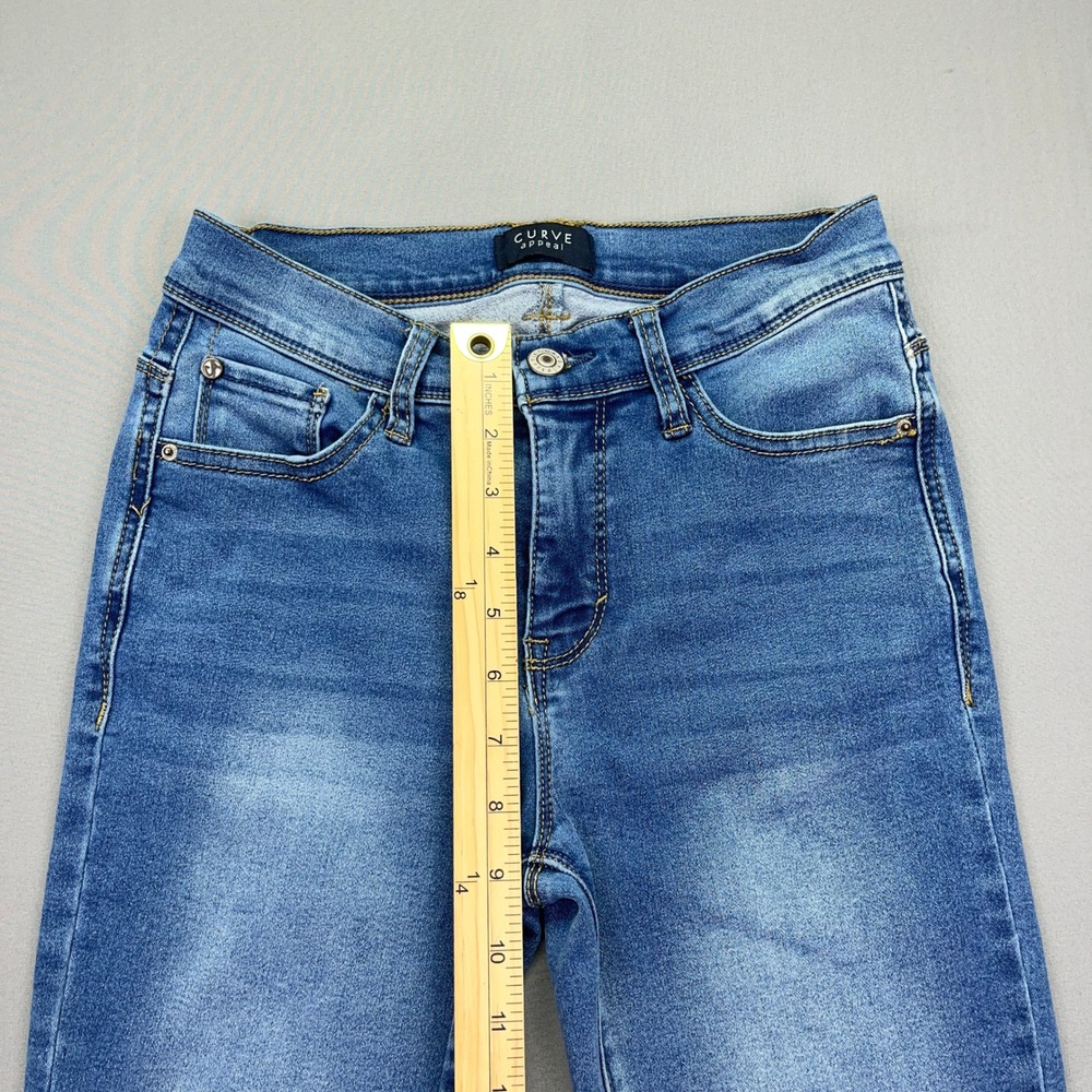 Curve Appeal Denim Jeans Ankle Slit Hem High Rise Medium Wash‎ Sz 2/26 Fits 25" - Picture 2 of 9